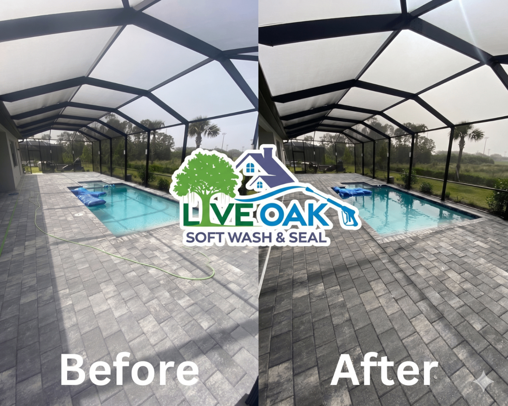 Pool Cage Paver Cleaning
